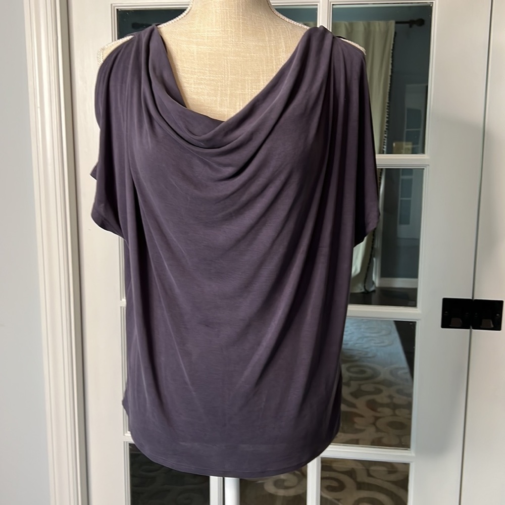 ANTHROPOLOGIE short sleeve blouse, size S, eggplant color.